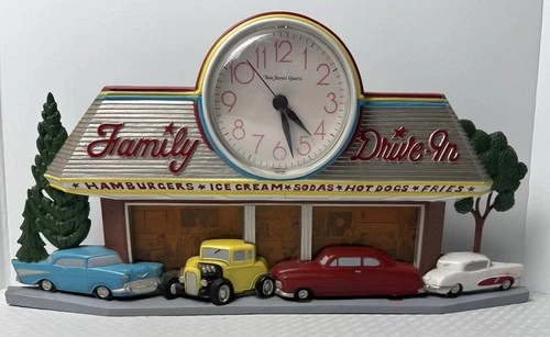 Vtg Burwood Family Drive-In Diner Wall Clock Coca-Cola Americana Retro USA Read