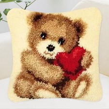 Bear & Love Latch Hook Kits Cushion Cover Rug Making Kits DIY for Kids Adults