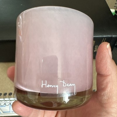 Henry Dean Signed Heavy Green  Glass Votive Candle Holder Excellent Condition