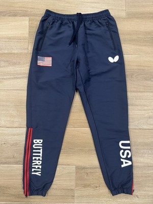 Butterfly Table Tennis Jogger Sweatpants MEDIUM Mens Blue Ankle Zipper Ping Pong