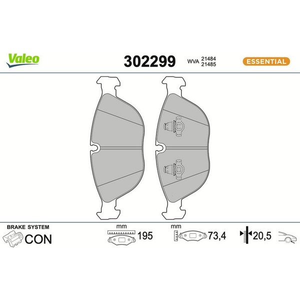Valeo 302299 Bremsbelagsatz FüR Mercedes Benz Audi VW BMW Chrysler Alpina 7 Z8-image