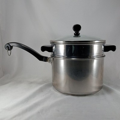 Farberware 3 Qt Saucepan with Lid & Steamer Insert 18/10 IMPACT BONDED Clean