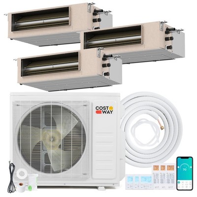 X-Pro 27000 BTU 3 Zone Concealed Ducted Mini Split AC, 24 SEER2, WiFi Enabled