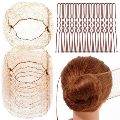 Giantree Hair Nets and Pins Set - 20 Invisible 50 U Shaped for... 