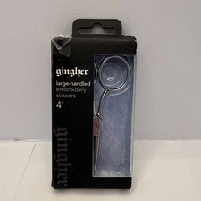 Gingher Embroidery Scissors with Large Handle and Leather Sheath