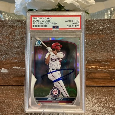 JAMES WOOD SIGNED 2023 BOWMAN CHROME PROSPECT CARD PSA DNA 9 AUTHENTIC AUTO RC