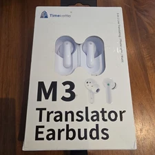 TimeKettle M3 White Bluetooth 3 In 1 Language Translator Earbuds With Manual