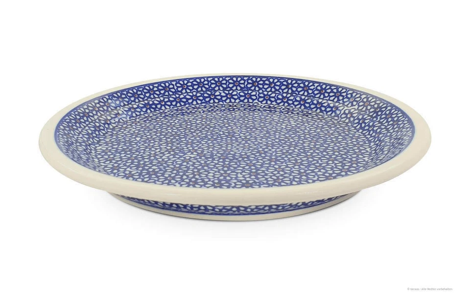 Bunzlauer Keramik flacher Teller (Speiseteller) Form 2, Ø 24,8cm H3,0cm, Dek 120