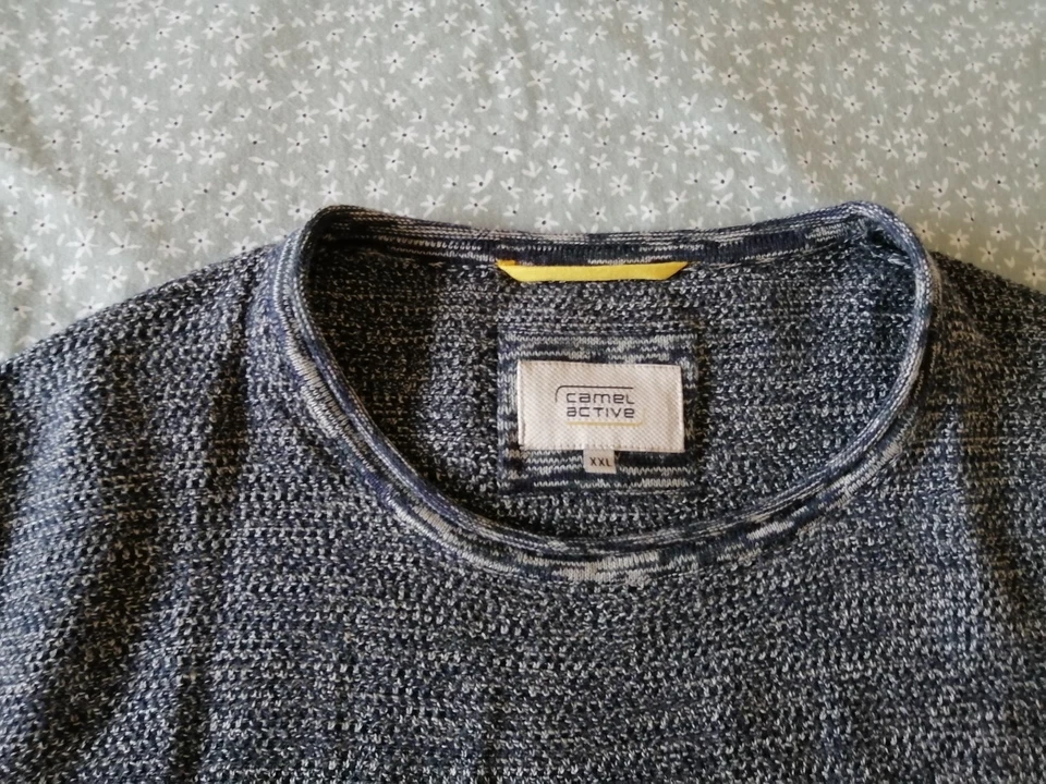 Camel Active Herren Pullover, Gr. XXL, Grau/Blau, Baumwolle, Acryl - Bild 2 von 4