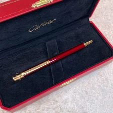 Santos DE CARTIER Bordeaux Lacquer 18K Gold Finished Ballpoint Pen