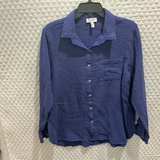 Jessica Simpson Women  s Blouse Blue Long Sleeve Large