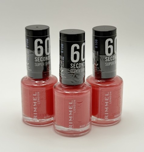 Rimmel London 60 Seconds Super Shine Nail Polish Rose Libertine 8ml NEW x3