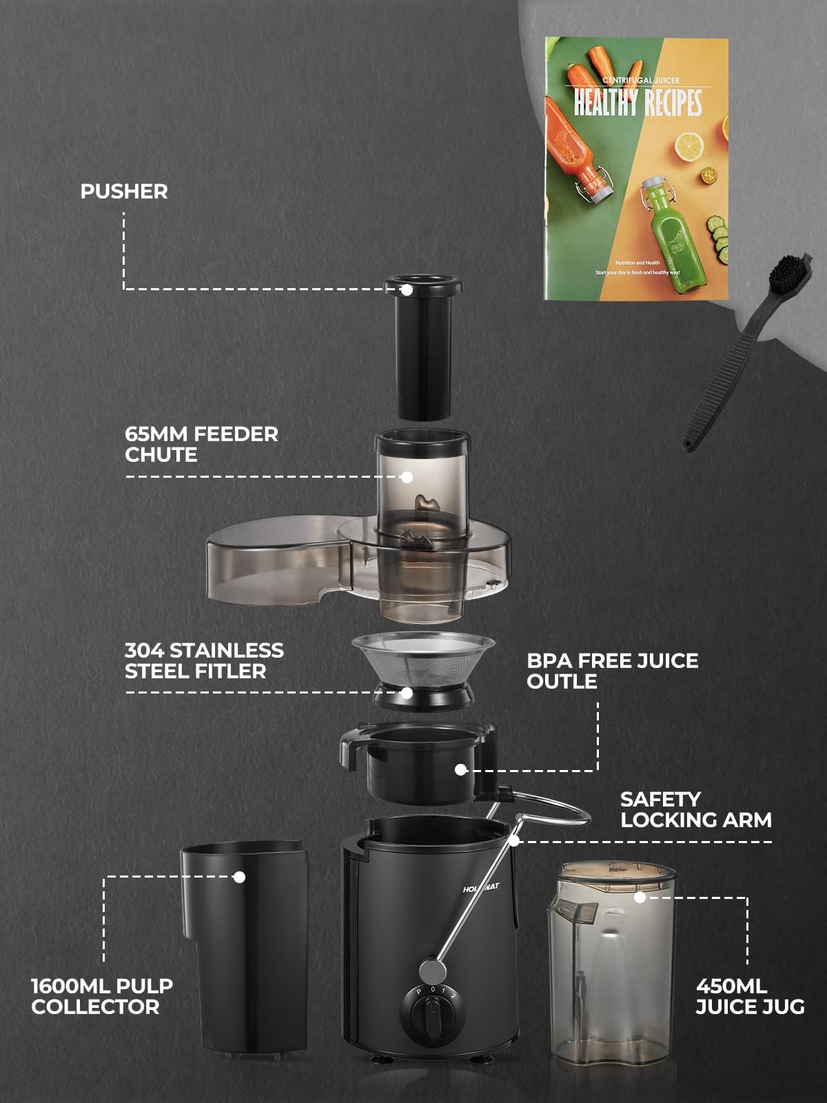 Juicer Machines Whole Fruit and Vegetables with 3-Speed Setting Upgraded Version
