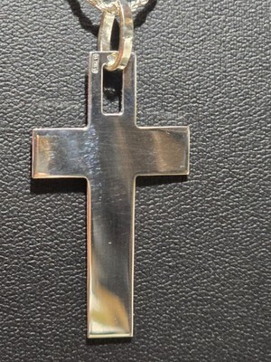 Flat Cross Pendant Real Solid 925 Sterling Silver Men women Made in Italy Jargod
