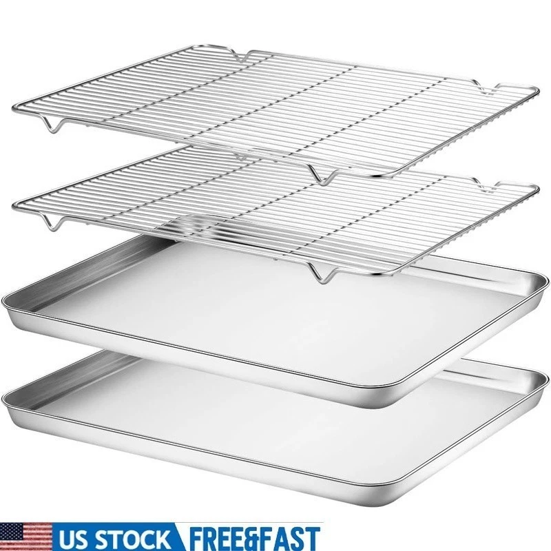 Stainless Steel Baking Sheet W/ Cooling Rack Set Oven Safe Heavy Duty Easy Clean
Opens in a new wind