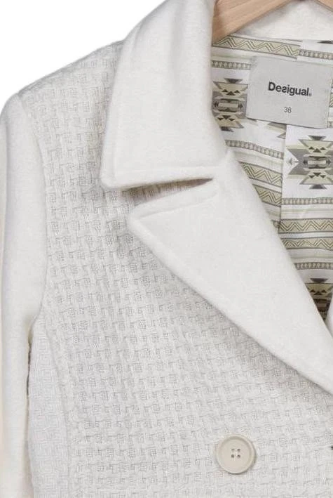 Desigual Mantel Damen Jacke Parka Gr. 38 Wolle Baumwolle Cremeweiß #is4jf10