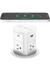 ANNQUAN 3.15" Pop Up Countertop Outlet with 15W Wireless Charger, Max 20W
