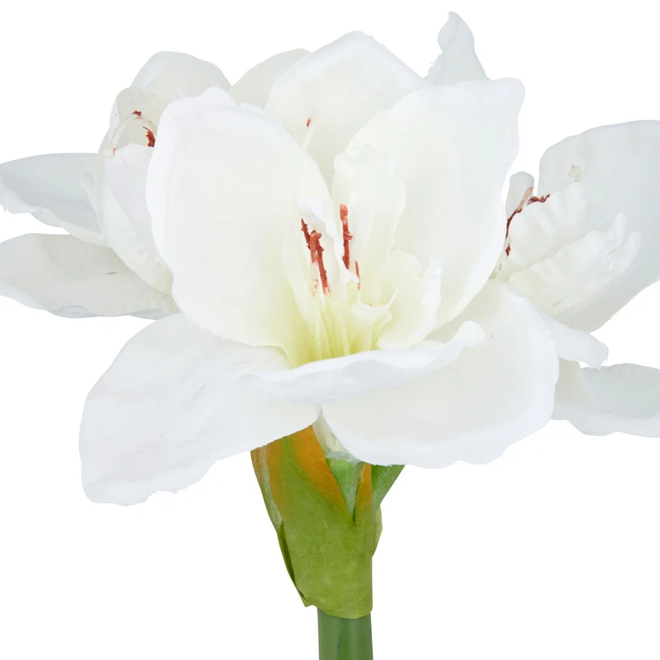 Kunstpflanze Amaryllis, Farbe weiß, inkl. Kunststoff-Topf, Höhe ca. 35 cm - Bild 2 von 2