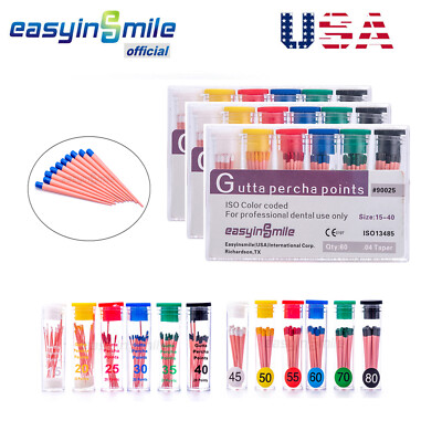 3boxes Dental Gutta Percha Points Root Canal Filling Taper 0.02/0.04/0.06 #15-40