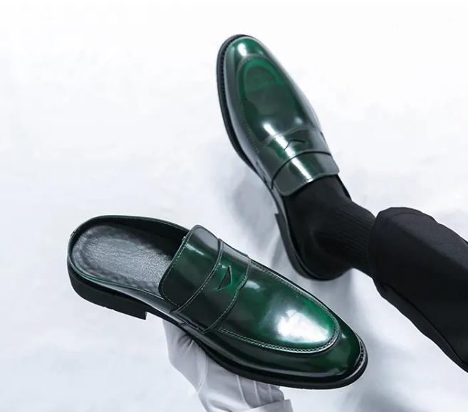 SAOLA Mules ciabatte vintage uomo a punta slip on business moda scarpe casual