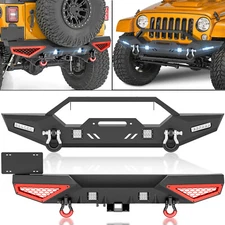 W/ LED Lights Rear Or Front Bumper Compatible For 2007-2018 Jeep Wrangler JK JKU