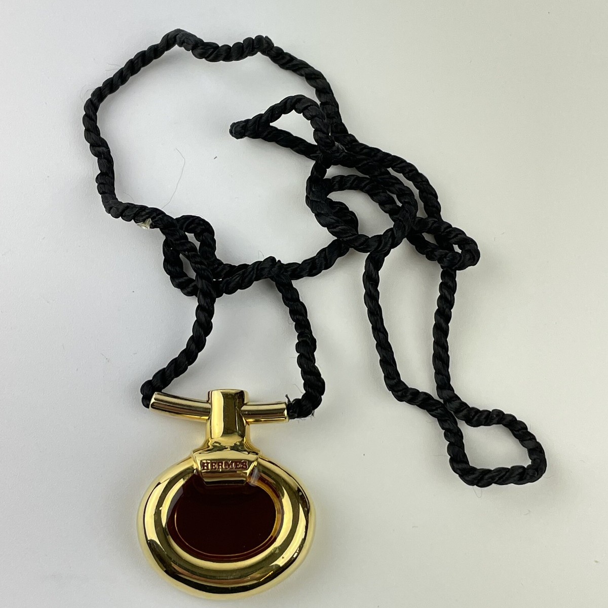 Vintage Hermes Perfume Bottle Necklace Gilt Metal Parfum D Vintage Hermes Perfume Bottle Necklace Gilt Metal Parfum D