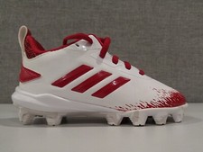 Adidas Afterburner V Md K White/Red Baseball Shoes Youth Size 10K