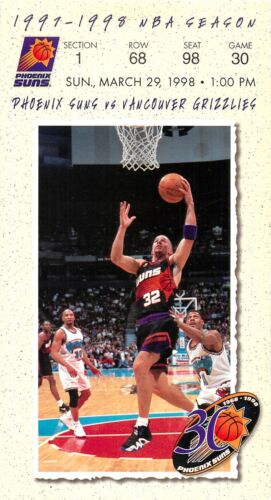 Ticket Basketball Phoenix Suns 1997 -98  Mar 29 Vancouver Grizzlies Steve Nash - Picture 1 of 1