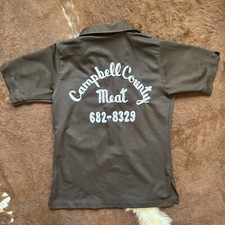 Vintage 70  s Hilton Bowling Shirt Double Rib Knit BROWN Size S Chainstitch MEAT