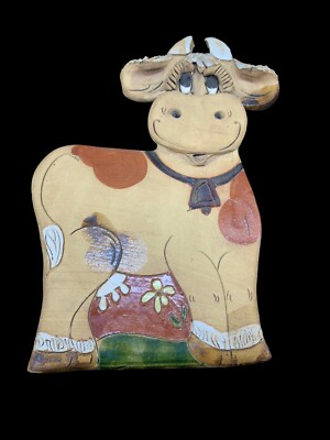 Hindt Clay Pottery Milk Cow Country WALL  Art Decor Novelty Signed *Collect*