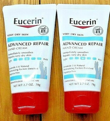 2 X EUCERIN ADVANCED REPAIR HAND CREAM VERY DRY SKIN TRAVEL SIZE 2.7oz