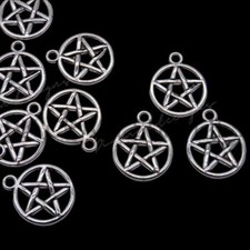 20 Pcs 20mm Tibetan Silver Pentagram Star Charms Pendant Wiccan Faith Charm W61