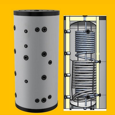 Hygienespeicher Pufferspeicher Frischwasser mit 1 zus. Wärmetauschern 300-1000L