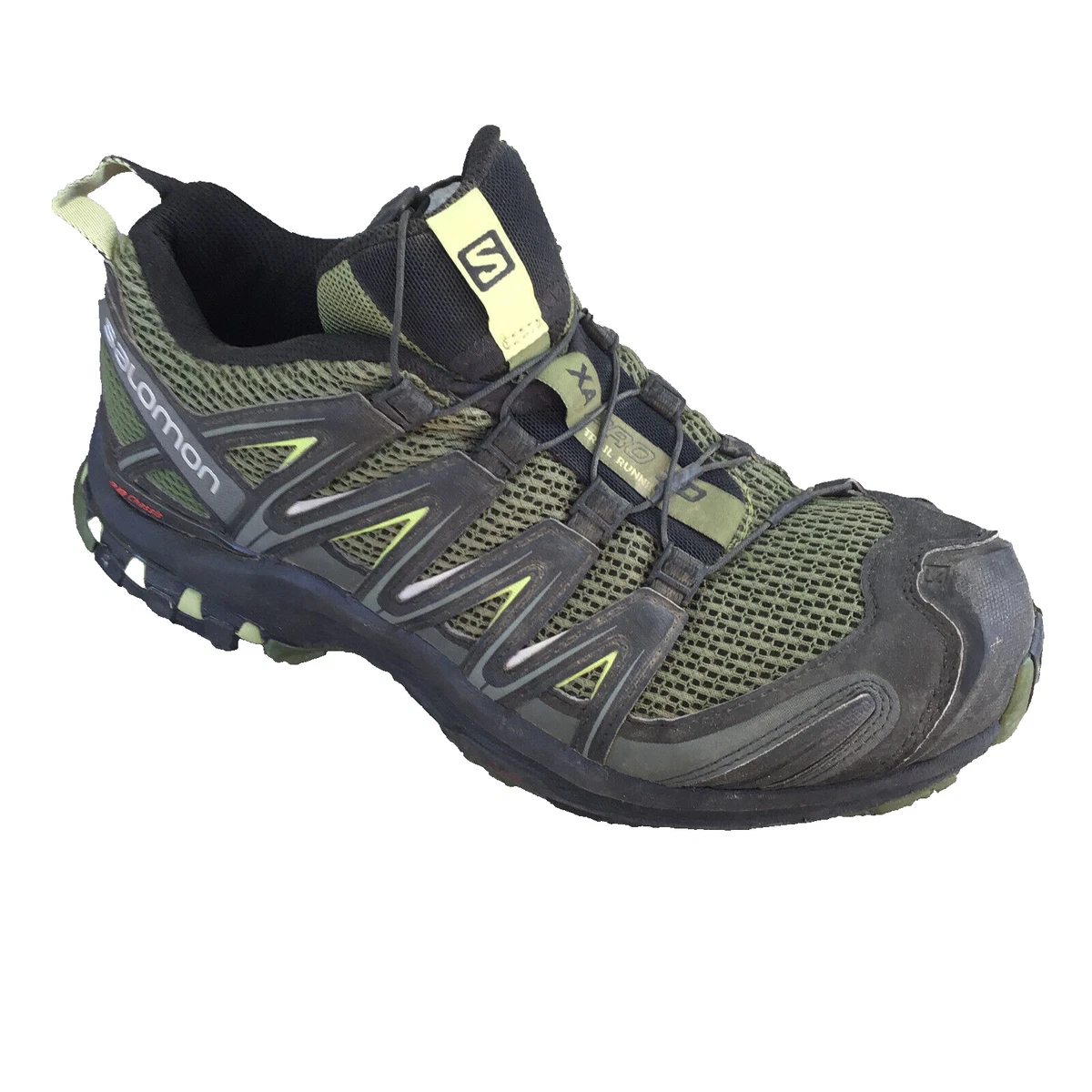 Men's Salomon XA Pro 3D Size 8 Green Bungee Trail Running Shoes