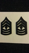 Army -USMC Marines E-8 First Sergeant 1stSgt Chevrons metal 1 PAIR- Black 18-133