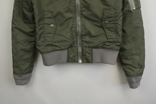 Schott by American College Green Nylon Long Sleeve Full Zipper Bomber Jacket S - Picture 21 of 24