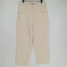Urban Outfitters Women's High Waist Straight Leg Cream Pants Size 12 Button Fly
