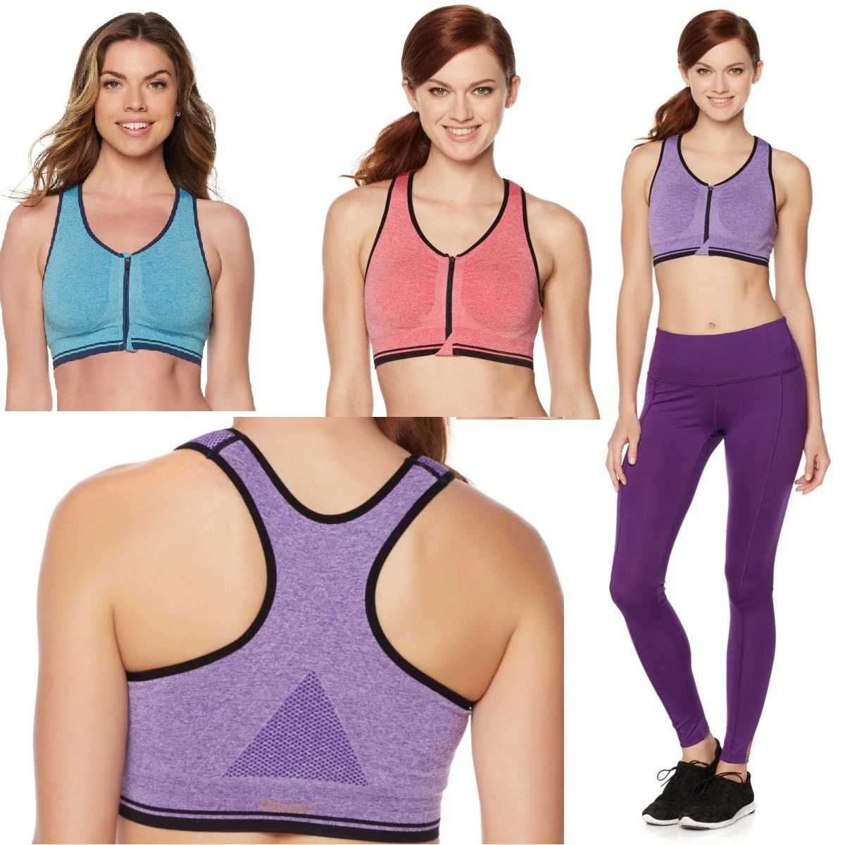 Copper Fit™ Zip-Front Seamless Sports Bra 538957-J