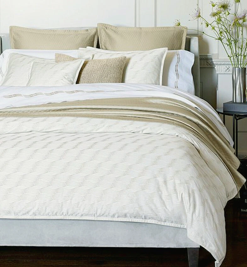 Funda nórdica Sferra Vissio Queen champán grapa larga algodón satén jacquard nueva Foto 3 de 4