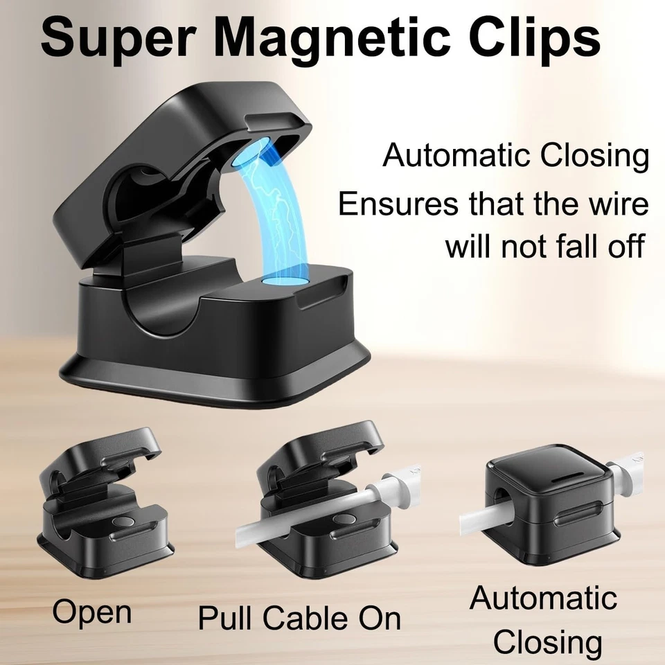 12 Pcs Magnetic Cable Clips Spring Cord Organizer Holder Desk  Cord Holder - Image 2 of 4