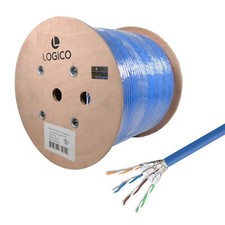 1000' Cat8 Ethernet Network Cable 22AWG S/FTP CMR 2Ghz Bare Copper Wire Blue