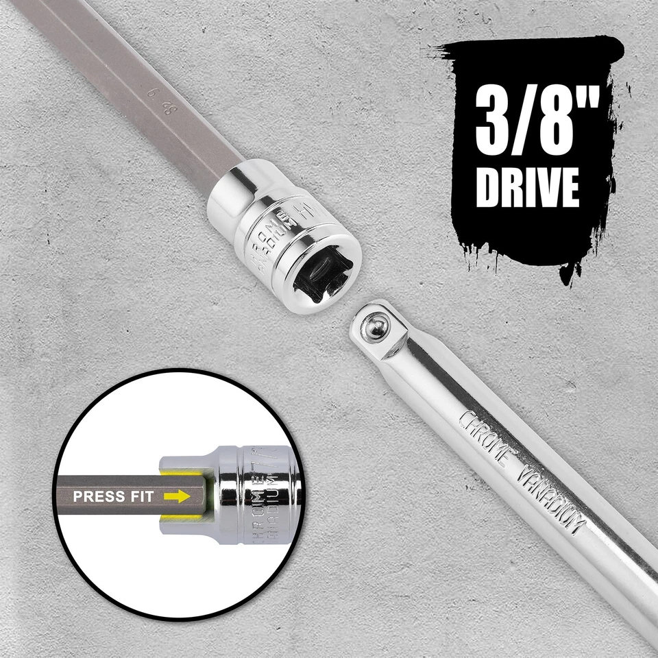 18PCS 3/8"Dr. Extra Long Hex Bit Socket Set, 1/8 Inch to 3/8 Inch, 3mm to 10mm - Image 4 of 4