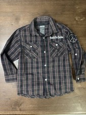 KENNETH COLE REACTION BUTTON DOWN LONG SLEEVE SHIRT BOYS SIZE 5 PLAID PEACE