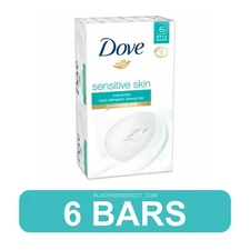 🔥✅ 6 Bars Dove Bar Soap Sensitive Moisturizing Cream Unscented 3.75oz Each
