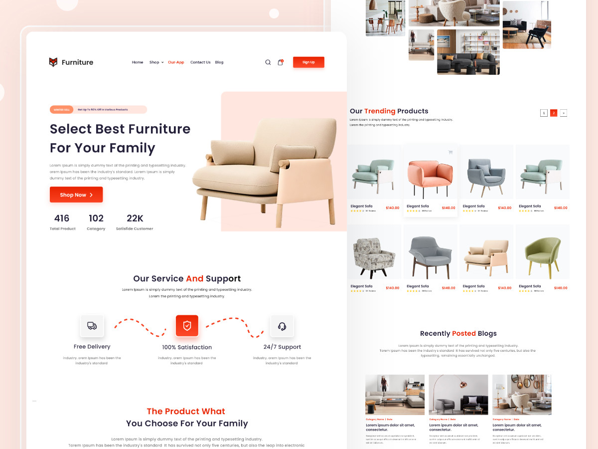 Tienda dropshipping de muebles sitio web comercial + alojamiento y configuración + pasarela de pago