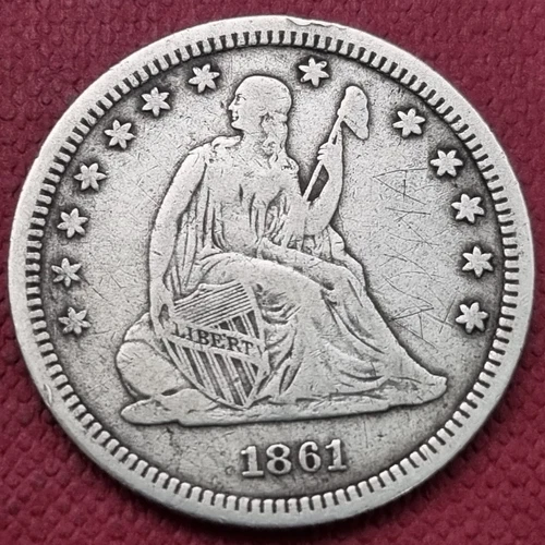 1861 Seated Liberty Quarter 25c Better Grade VF #57497