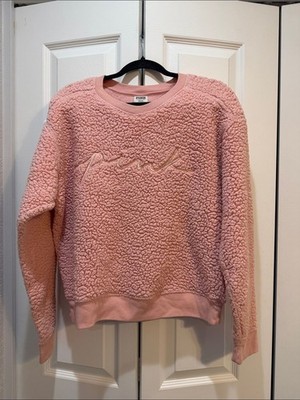 PINK Victoria s Secret Y2K Cozy Pink Sherpa Pullover Sweater Size Medium