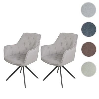 2er-Set Esszimmerstuhl HWC-L80, Küchenstuhl Stuhl, drehbar, Metall Stoff/Textil - Bild 1 von 4