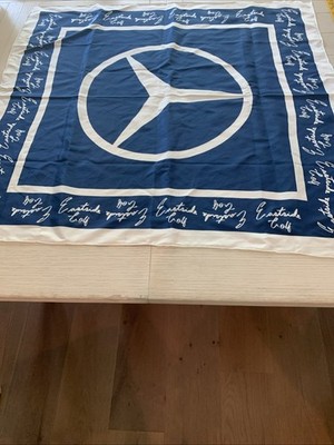 Eastside Golf x MERSEDES- BENS USA NAVY Silk Scarf 33x 34 Inches Made In China