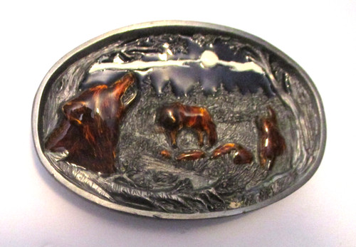 VINTAGE BERGAMOT BA142 WOLF PACK BELT BUCKLE U.S.A. ~ I SELL COLLECTIBLE BUCLKES
